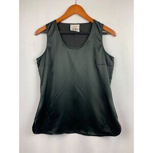 Very Vollbracht Womens Sleeveless Black Satin Top S Polyester/Spandex